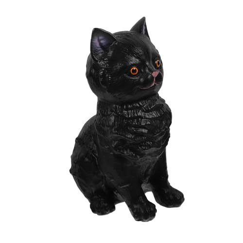 TOYANDONA Schwarzes Katzenspielzeug Katzentunnel Plüsch Katzenstatuen-Ornamente Gefälscht Kätzchen Untersetzer Figuren Geschwollen Karikatur Katzensachen Black Weiches Gummi von TOYANDONA