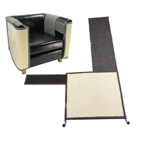 TOYANDONA Sisal Katzenkratzmatte Dunkelgrau Linksseitig Kratzschutz Sofa Möbel Schutzpad für Katzen Natürlicher Langlebiger Kratzschutz für Katzenarten von TOYANDONA