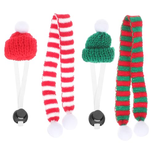 TOYANDONA Teiliges Haustier Weihnachtsset mit Elastischem Strickmütze und Rot Weißem oder Rot Grünem Schal Langlebiges Zubehör für Hamster und Kleine Nagetiere Festliche Tierdekoration für von TOYANDONA