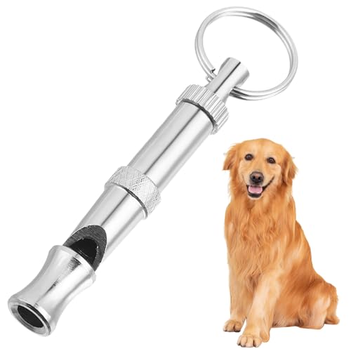 TOYANDONA Tragbare Verstellbare Hundepfeife aus Nickelplattiertem Messing mit Schlüsselring Zweifacher Tonhöhe für Effektives Hundetraining Silberfarben für Kleine und Große Hunde Geeignet von TOYANDONA
