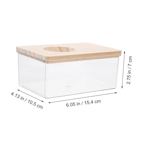 TOYANDONA Transparente Hamster Sandbad Box aus mit Natürlichem Holzdeckel und Belüftungsloch Rechteckige Kleine Sandbadewanne für Hamster Mäuse Chinchillas und Kleintiere Einfache von TOYANDONA