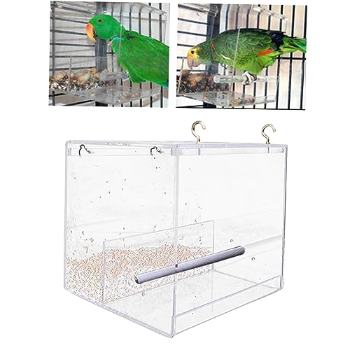 TOYANDONA Transparentes Fenster Vogelhäuschen mit Extra Tiefem Futtertablett Wetterfestes Futterspender für Wildvögel Leicht zu Reinigen mit Trennwand und Abflusslöchern Mittelgroß für von TOYANDONA