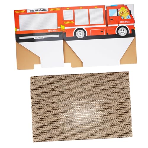 TOYANDONA Truck Design Katzenkratzer Box aus Wellpappe Kreatives Kratzmöbel für Katzen Beidseitig Nutzbar Farbenfroh und Leicht für Spiel und Entspannung für Innenräume von TOYANDONA