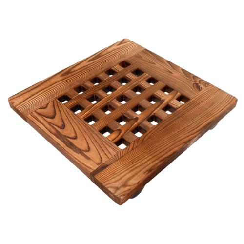TOYANDONA Universal Wheel Blumentopf Basis Rollen rollbare Pflanzenständer mit Rädern Gestell Steht Anlage drinnen Pflanzentopfhalter Holzblumenknopfschale Pflanzständer mit Rad Light Brown von TOYANDONA