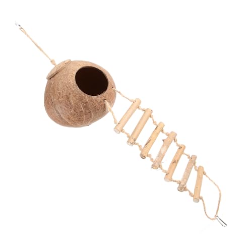 TOYANDONA Vogelnest Kokosnussschale mit Kletterleiter Teiliges Papageien Versteckspielzeug für Kleintiere Hamster Sittich Schlafplatz Leicht und Dekorativ von TOYANDONA