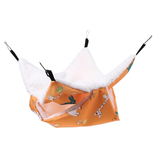 TOYANDONA Warmer Hamster Hängematte aus Baumwolle Doppellagiges Kuschelbett für Meerschweinchen Kleine Nager Versteck Gemütliches Schlafplatz für Hamster und Chinchilla Gelb von TOYANDONA