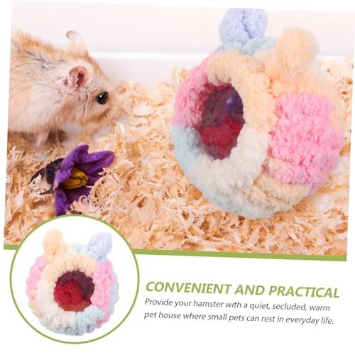 TOYANDONA Warmes Handgefertigtes Kleintierbett aus Plüsch Kleines Nistplatz Häuschen für Hamster Chinchilla und Andere Kleine Haustiere Winterfestes Kuschelnest Leicht und Komfortabel von TOYANDONA