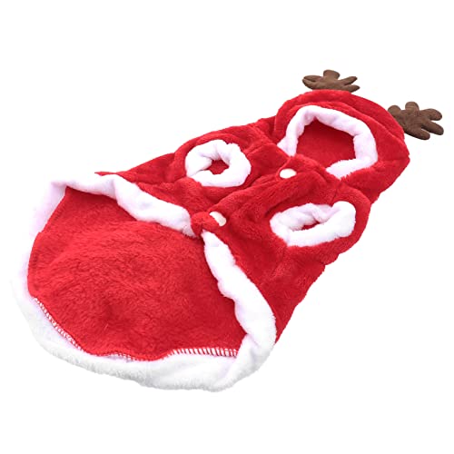 TOYANDONA Weihnachtliches Haustier Winterkostüm Flanell Warm Hunde Hoodie mit Elchmotiv S Komfortable Kapuzenjacke für Kleine Welpen und Katzen Festliche Hundebekleidung für Kalte Tage von TOYANDONA
