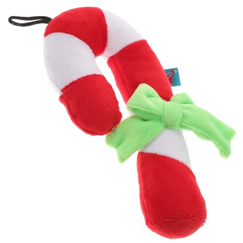 TOYANDONA Weihnachtliches Hundespielzeug aus Robustem Ungiftigem Gummi Beißfestes Kauspielzeug mit Quietschfunktion Roter Candy-Stick für Zahnpflege und Interaktives Spiel für Mittelgroße von TOYANDONA
