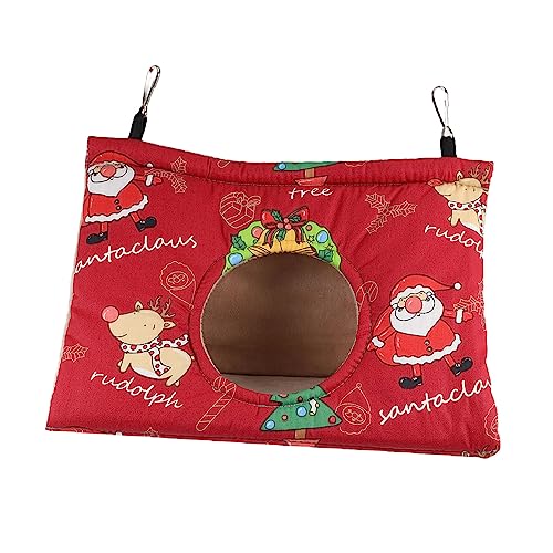 TOYANDONA Weihnachtliches Papageien Hängenzelt aus Dickem Strapazierfähigem Baumwollstoff Warmes Vogelhaus für Winter Komfortables Hängemodul für Kleine Vögel Wie Kanarien Papagei Sittich von TOYANDONA