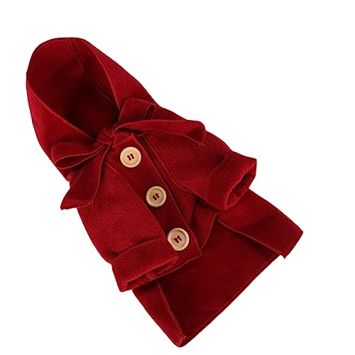 TOYANDONA Winter Hundemantel mit Kapuze aus Wollstoff Warme und Bequeme Haustierjacke für Kleine Hunde für Weihnachten und Kalte Tage Roter Wintermantel von TOYANDONA