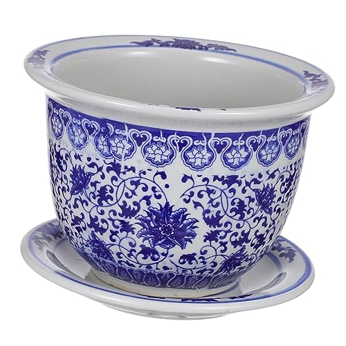 TOYANDONA blau-weißer Blumentopf aus Porzellan Garten groß im Freien Urnenpflanzer Töpfe drinnen Ton saftig klein zimmerpflanzen Sukkulenten Pflanzgefäß Pflanztöpfe Keramik von TOYANDONA