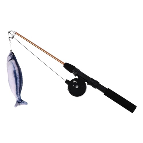 TOYANDONA Katzenspielzeug Interaktive Katzenangel Mit Simulierten Fisch Ausziehbare Katzenminze-Stick Für Kätzchen Verbessert Interaktion Mit Haustieren von TOYANDONA