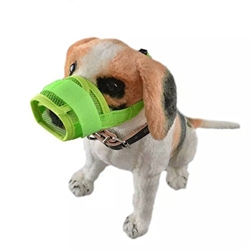 TOYHEART Hundemündung Verhindern Sie Das Beißen, Verstellbare Haustierwelpen-Mundabdeckung Maulkorb Reine Farbe Anti Beißende Weiche Hundemündung Für Hunde Grün Mittel von TOYHEART