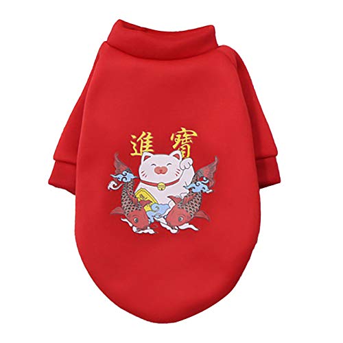 TOYHEART Pet Dog Sweater, Warm Dog Jumpers, Modische Peking Opera Make-up Pet Kleidung Winter Dekorative Thermal Sweater Für Kleine Hunde rot Groß von TOYHEART