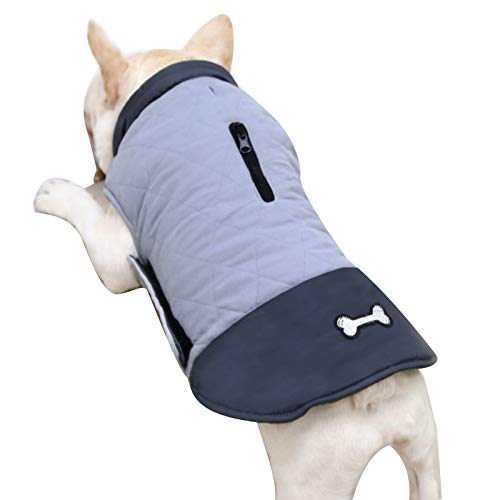 TOYHEART Pet Dog Sweater, Warme Hundepullover, Winterwarme wasserdichte Doppelseitige Jackenmantelkleidung Große Hundehaustierkleidung Für Kleine Hunde Grau XX-groß von TOYHEART