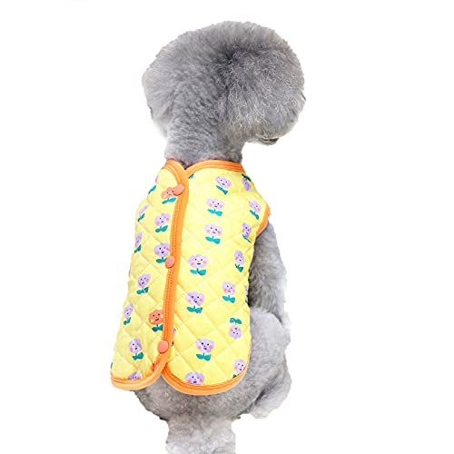 TOYHEART Warme Hundepullover, Haustierbekleidung Cartoon Blumenmuster Allgleiches Hautfreundliches Süßes Haustier Hund Katzen Weste Paar Outfit Für Casual Gelb L von TOYHEART