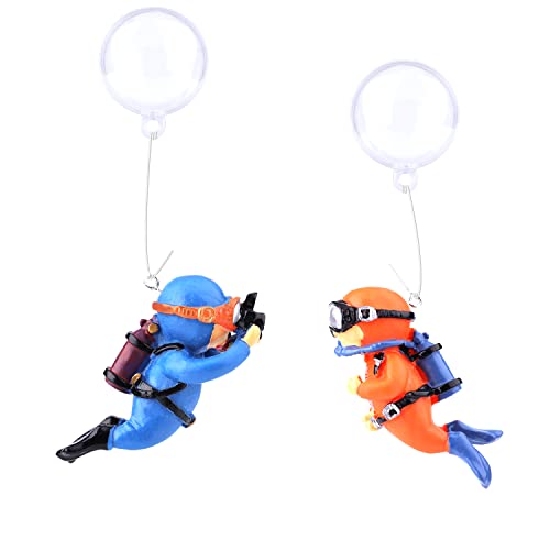 TOYMIS 2-Pack Aquarium-Dekorationen, Süßer Kleiner Taucher Aquarien Dekoration Aquarium Taucher Ornament schwimmendes Aquarium Zubehör (Orange, Blau) von TOYMIS