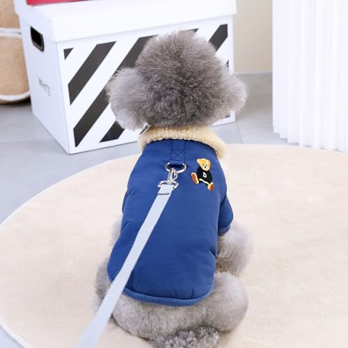 TOYOCC Haustierkleidung, Hundekleidung, Herbst und Winter, Teddy, Katze, Haustierkleidung, verdickte Winter-Baumwollkleidung (XL, Dunkelblau) von TOYOCC