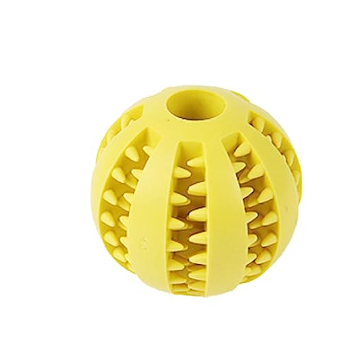 TOYOCC Hundebälle mit Zahnpflege – Hundespielzeugball für große & kleine Hunde, Kauspielzeug aus Naturkautschuk für Leckerlis (5cm, Gelb) von TOYOCC