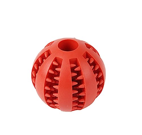 TOYOCC Hundebälle mit Zahnpflege – Hundespielzeugball für große & kleine Hunde, Kauspielzeug aus Naturkautschuk für Leckerlis (5cm, Rot) von TOYOCC