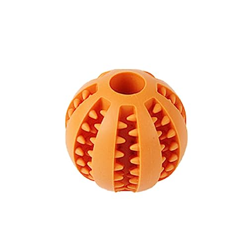 TOYOCC Hundebälle mit Zahnpflege – Hundespielzeugball für große & kleine Hunde, Kauspielzeug aus Naturkautschuk für Leckerlis (5cm, orange) von TOYOCC