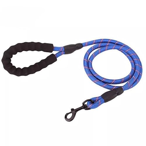 TOYOCC Hundeleine, Nachtreflektierendes Nylon-Rundseil, Schaumstoff-Hundezuggürtel, mittlere und große Hundekette (Dunkelblau, 1.5m*1.2cm) von TOYOCC