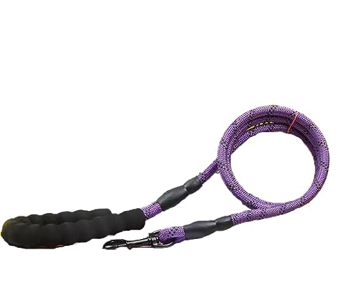 TOYOCC Hundeleine, Nachtreflektierendes Nylon-Rundseil, Schaumstoff-Hundezuggürtel, mittlere und große Hundekette (Lila, 1.2m*1.2cm) von TOYOCC