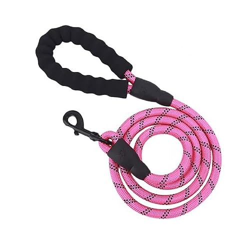 TOYOCC Hundeleine, Nachtreflektierendes Nylon-Rundseil, Schaumstoff-Hundezuggürtel, mittlere und große Hundekette (Rosa, 1.2m*1.2cm) von TOYOCC