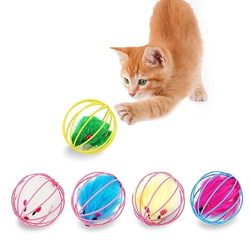 TOYOCC Käfigratte, Haustier, Katzenspielzeug, Katzenkratzball, Spielzeug, enthält Plüschmaus, Heimtierbedarf, Katzenspielzeug, Farbe zufällig von TOYOCC