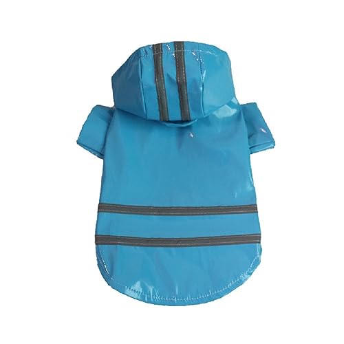 TOYOCC Outdoor-Regenmantel für Welpen und Haustiere mit Kapuze, wasserdichte Jacken, reflektierender PU-Regenmantel für Hunde, Katzen, Bekleidung, Kleidung (L, Blau) von TOYOCC