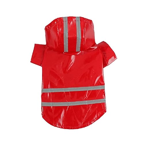 TOYOCC Outdoor-Regenmantel für Welpen und Haustiere mit Kapuze, wasserdichte Jacken, reflektierender PU-Regenmantel für Hunde, Katzen, Bekleidung, Kleidung (L, Rot) von TOYOCC