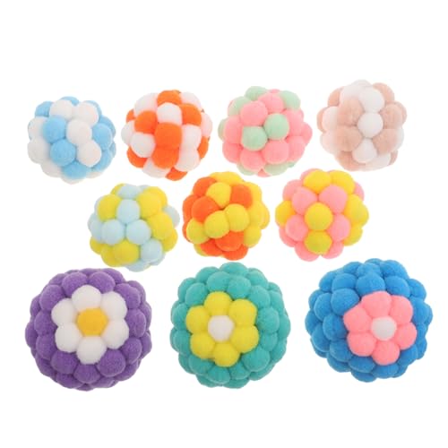 TOYZFRIENDY 10 Stück Teiliges Interaktives Katzenspielzeug mit Glocken Bunte Langlebige Bälle zur Jagdinstinkts und Selbstständiger Unterhaltung für Katzen und Kätzchen von TOYZFRIENDY