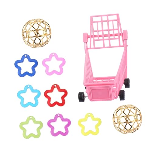 TOYZFRIENDY 10 Stück Teiliges Papageien Trainingsspielzeug mit Mini Einkaufswagen Metallkugeln und Pentagonalen Ringen Interaktives Vogelspielzeug zur Intelligenzförderung und Balanceübungen von TOYZFRIENDY