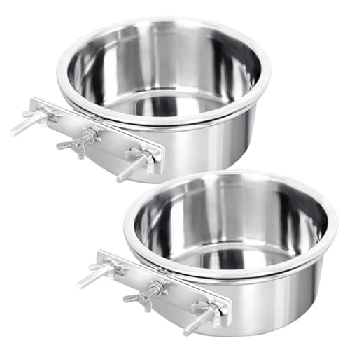 TOYZFRIENDY 2 Stück Edelstahl Katzennapf Hängend Robust rutschfest Mit Befestigungsschrauben Futter und Wassernapf Für Kätzchen und Kleine Hunde Tiefe Große Kapazität von TOYZFRIENDY