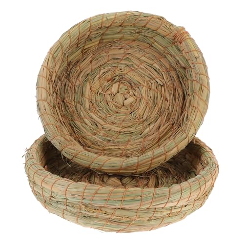 TOYZFRIENDY 2 Stück Handgefertigtes Strohbett für Kleintiere Kleines Geflochtenes Nest Warmes Schlafplätzchen für Hamster Kaninchen Meerschweinchen Stabiles Natürliches Kuschelversteck von TOYZFRIENDY