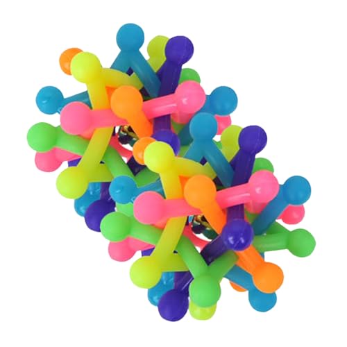 TOYZFRIENDY 2 Stück Hundespielzeug Molar Kauspielzeug aus Gummi mit Hohlem Regenbogenball Glockenton zur Zahnreinigung und Beschäftigung für Kleine Hunde Zuhause von TOYZFRIENDY