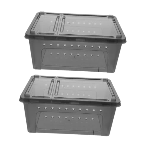 TOYZFRIENDY 2 Stück Reptilien Aufzuchtbox Transparent mit Belüftung Kunststoff Terrarium Gehäuse für Spinnen Skorpione Kleine Echsen Tragbarer Brutkasten für Reptilien von TOYZFRIENDY