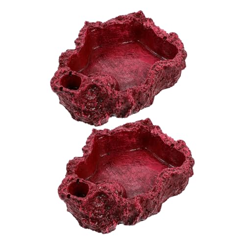 TOYZFRIENDY 2 Stück Reptilien Wassernapf aus Robustem Harz Stabile Futter Wasserschale für Schildkröten Echsen und Schlangen rutschfest und Dekorativ für Terrarien und Amphibien Geeignet von TOYZFRIENDY