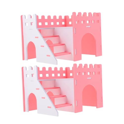 TOYZFRIENDY 2 Stück Teiliges Hamsterhaus aus Ungiftigem Material Doppelschichtige Kleintier Villa mit Leiter Geräumiges Versteck für Hamster Meerschweinchen Kleine Kaninchen als von TOYZFRIENDY