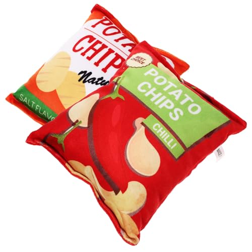 TOYZFRIENDY 2 Stück Teiliges Welpen Kauspielzeug aus Weichem Plüsch Geräuschaktiv und Interaktiv in Kartoffelchip Form für Kleine Hunde zur Zahnreinigung und Spielerischen Beschäftigung von TOYZFRIENDY