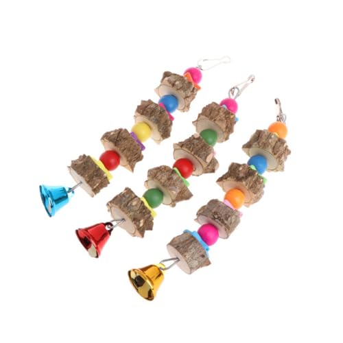 TOYZFRIENDY 3 Stück Papageien Kauspielzeug aus Natürlichem Holz BBQ Form Hängespielzeug für Wellensittiche und Kleine Vögel Fördert Beschäftigung Bewegung und Spielerisches Lernen von TOYZFRIENDY