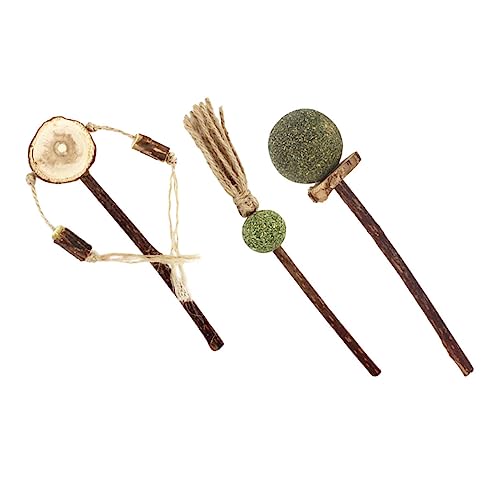 TOYZFRIENDY 3 Stück Teiliges Katzenzahnpflege Natürlichem Holz mit Katzenminze Katzenspielzeug zur Zahnpflege und Stressabbau Langlebige Kausticks für Kätzchen und Katzen Fördert Aktivität von TOYZFRIENDY