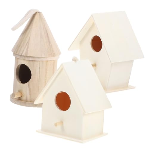 TOYZFRIENDY 3 Teiliges DIY Holz Vogelnest zum Bemalen Unfertiges Vogelhaus mit Großem Eingang Kreative Garten Dekoration für Kleine Vögel Naturholz Hängedeko für Wandkunst und Outdoor TOYZFRIENDY 3 Teiliges DIY Holz Vogelnest zum Bemalen Unfertiges Vogelhaus mit Großem Eingang Kreative Garten Dekoration für Kleine Vögel Naturholz Hängedeko für Wandkunst und Outdoor von TOYZFRIENDY