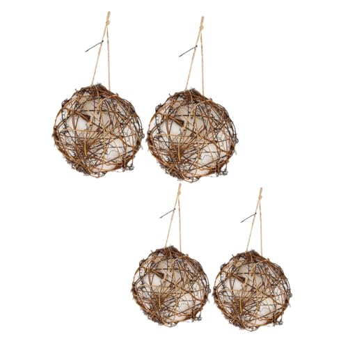 TOYZFRIENDY 4 Stück Hummingbird Nest Kugeln mit Natürlichem Nistmaterial Vorbefüllt Handgefertigte Vogelhaus Kits für Garten und Balkon Vielseitig für Innen und Außen für Vogelbeobachter von TOYZFRIENDY