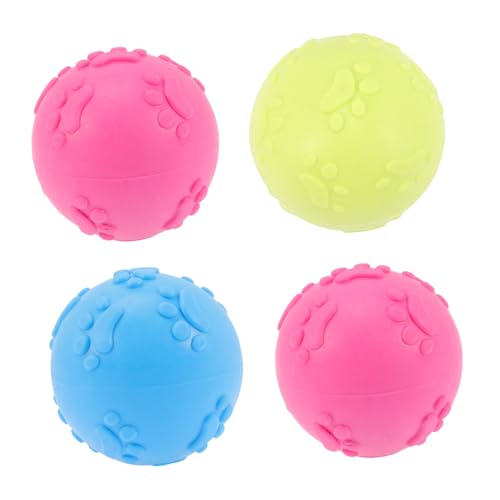 TOYZFRIENDY 4 Stück TPR Quietschender Hundeball Kauspielzeug für Zahnpflege und Kiefertraining Langlebig Sicher Lustig für Kleine und Mittlere Hunde Zufällige Farbe Zufällige Farbe von TOYZFRIENDY