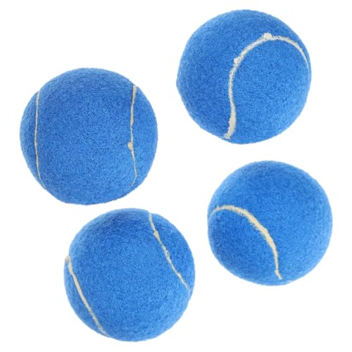 TOYZFRIENDY 4 Stück Teiliges Hundespielzeug Tennisbälle aus Robustem Gummi Beißfest Interaktives Trainingsspielzeug für Kleine und Mittelgroße Hunde Apportier Wurfspielzeug Fördert Aktivität von TOYZFRIENDY