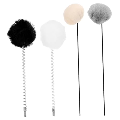 TOYZFRIENDY 4 Stück Teiliges Katzenspielzeug Elastische Hängende Bälle für Katzenkratzbaum Interaktives Katzenspielzeug mit Weichen Plüschbällen Platzsparend für Indoor Katzen zur von TOYZFRIENDY