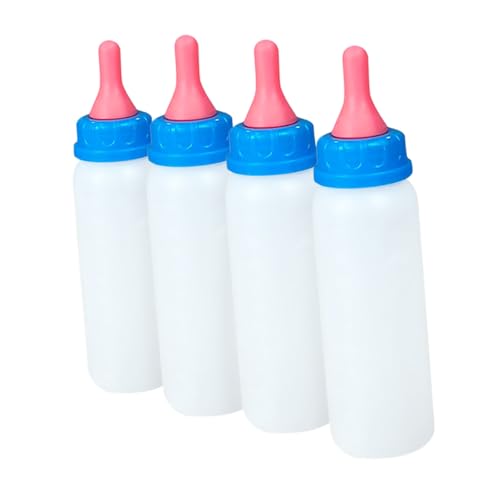 TOYZFRIENDY 4 Stück Teiliges Set Kleine Tieraufzuchtflaschen mit Langem Sauger Handbetriebene Futterflaschen für Kälber Lämmer Ferkel und Kätzchen Sichere Fütterung für Neugeborene Haustiere von TOYZFRIENDY