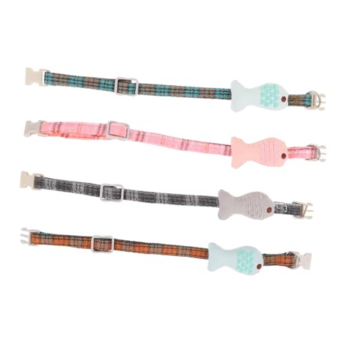 TOYZFRIENDY 4 Stück Teiliges Verstellbares Katzennetz mit Fischmotiv Langlebiges und Sicheres Katzenhalsband Set Praktisches Zubehör für Haustiere Modisches Pet Collier für von TOYZFRIENDY